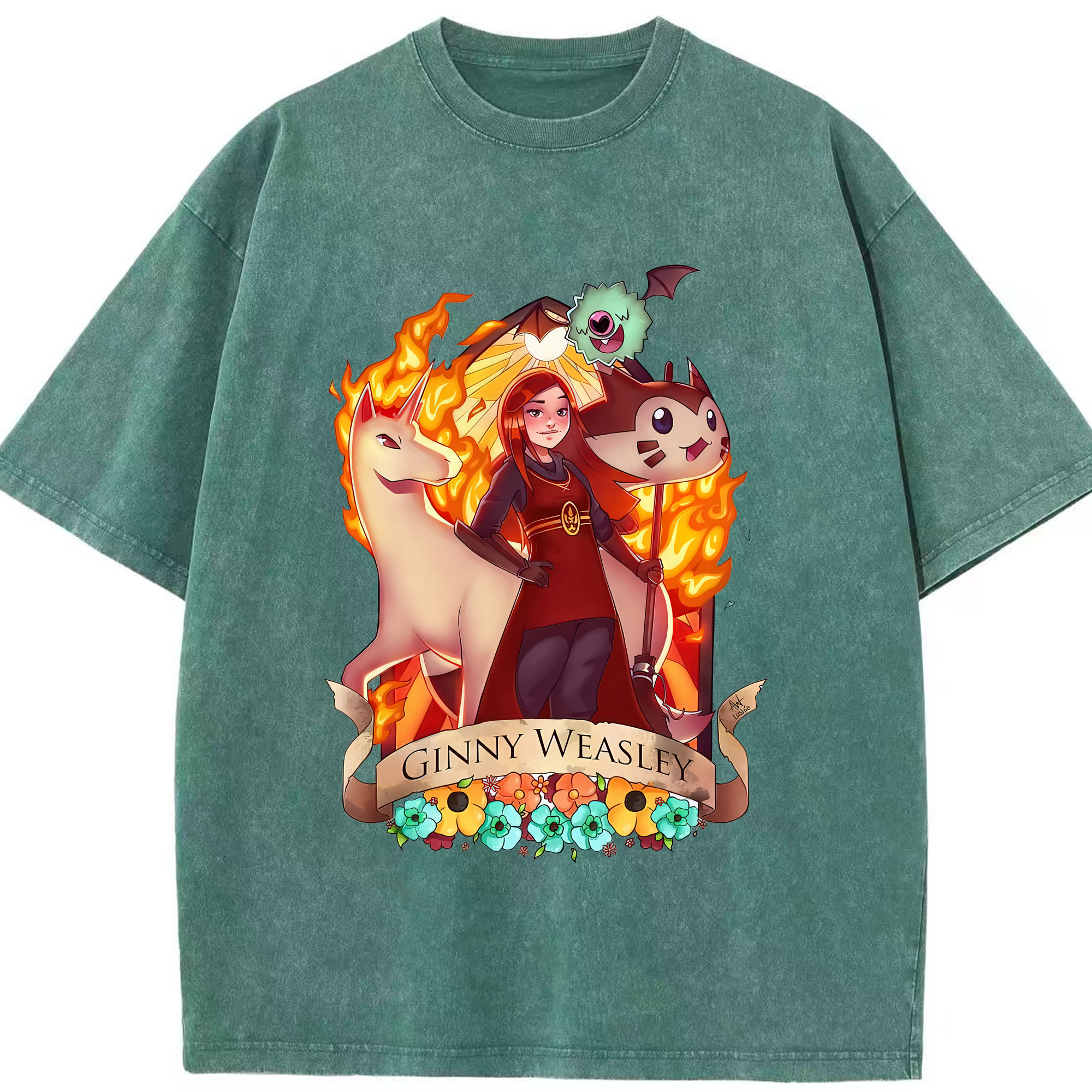 （画像用） Harry Potter ハリー・ポッターシリーズ 綿100% ヴィンテージ風 半袖Tシャツ（フロントプリント）
